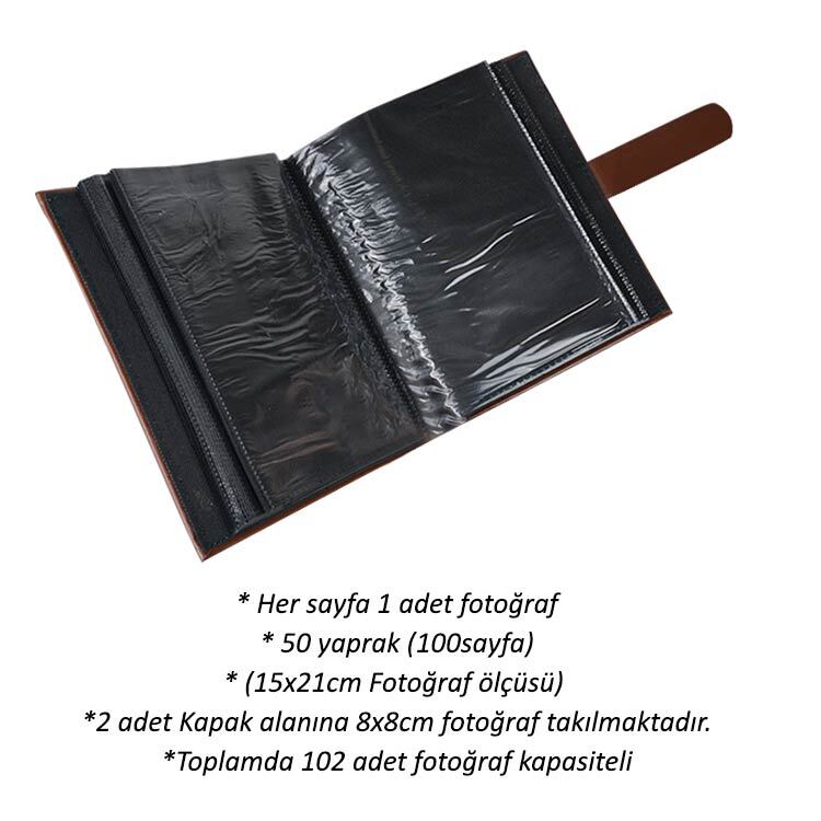 100'lük Deri Kahverengi Fotoğraf Albümü - 15x21cm - 2