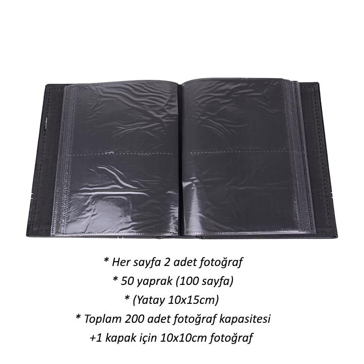 200'lük Pencereli Deri 1. Sınıf Kalite Fotoğraf Albümü - 10x15cm - 2