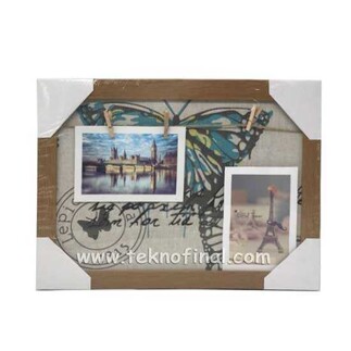2'li Paket Ahşap Fotoğraflı İpli Mandallı Fotoğraf Çerçevesi - 25x33cm - 7