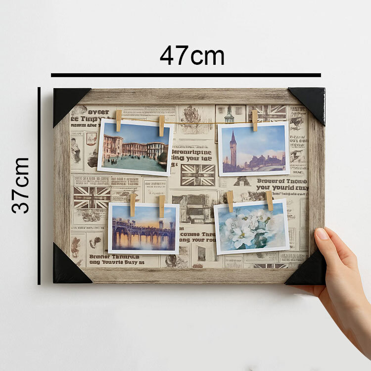 2'li Paket Ahşap Hasır Duvar Fotoğraf Çerçevesi - 37x47cm - 2