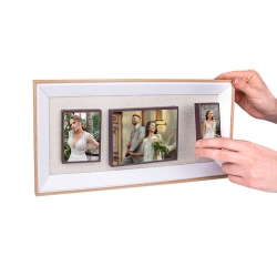 3 Piece Wooden DIY Magnetic Photo Frame 20x45 cm - Thumbnail