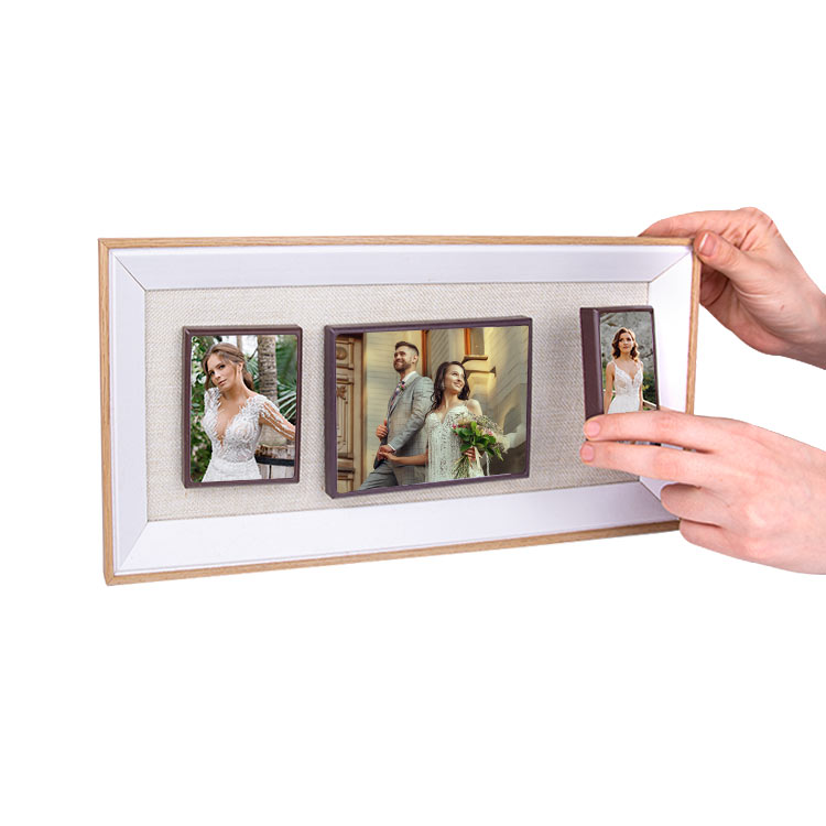 3 Piece Wooden DIY Magnetic Photo Frame 20x45 cm