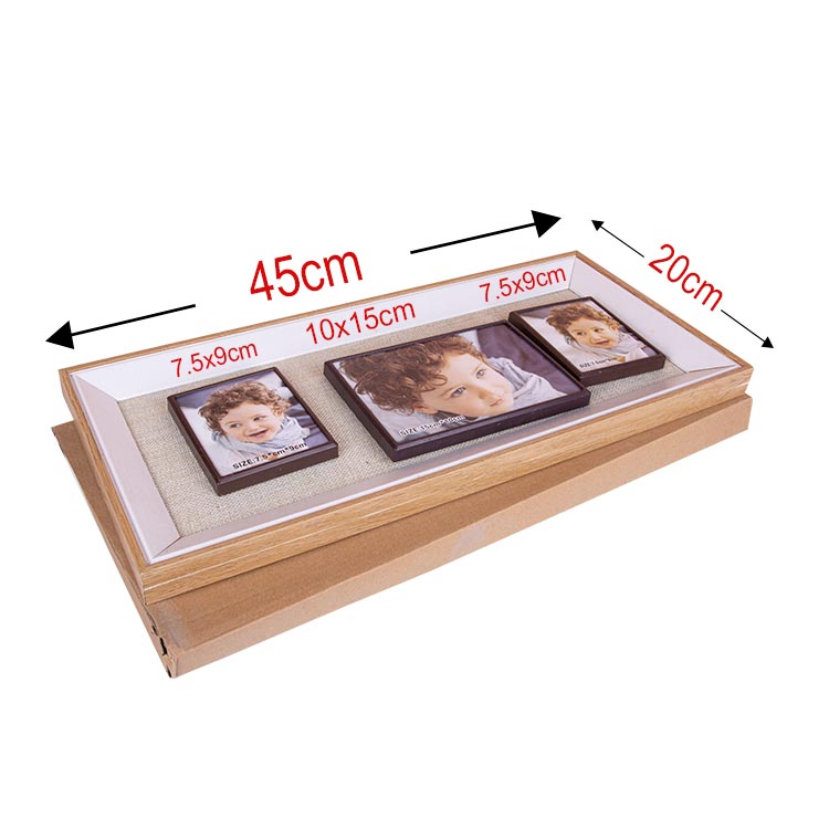 3 Piece Wooden DIY Magnetic Photo Frame 20x45 cm