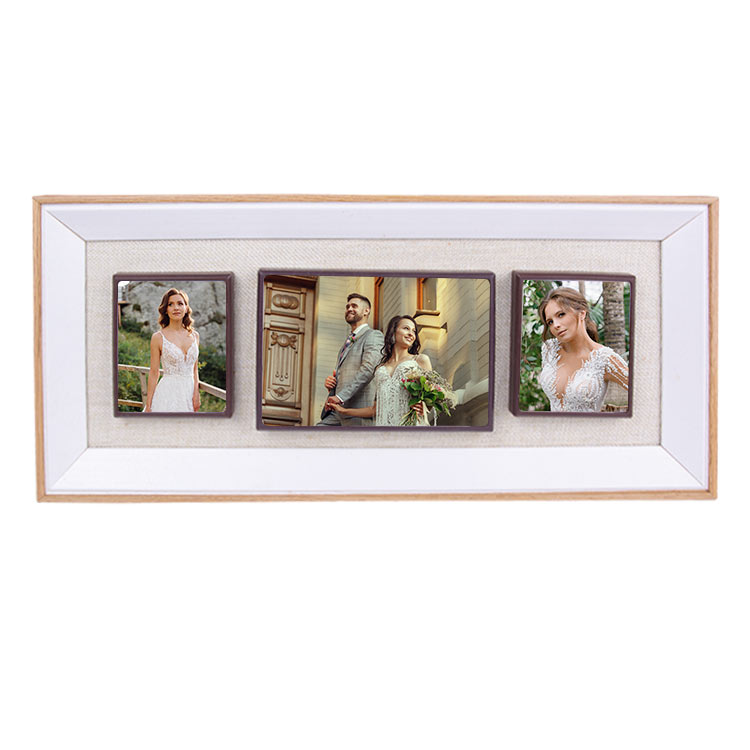 3 Piece Wooden DIY Magnetic Photo Frame 20x45 cm