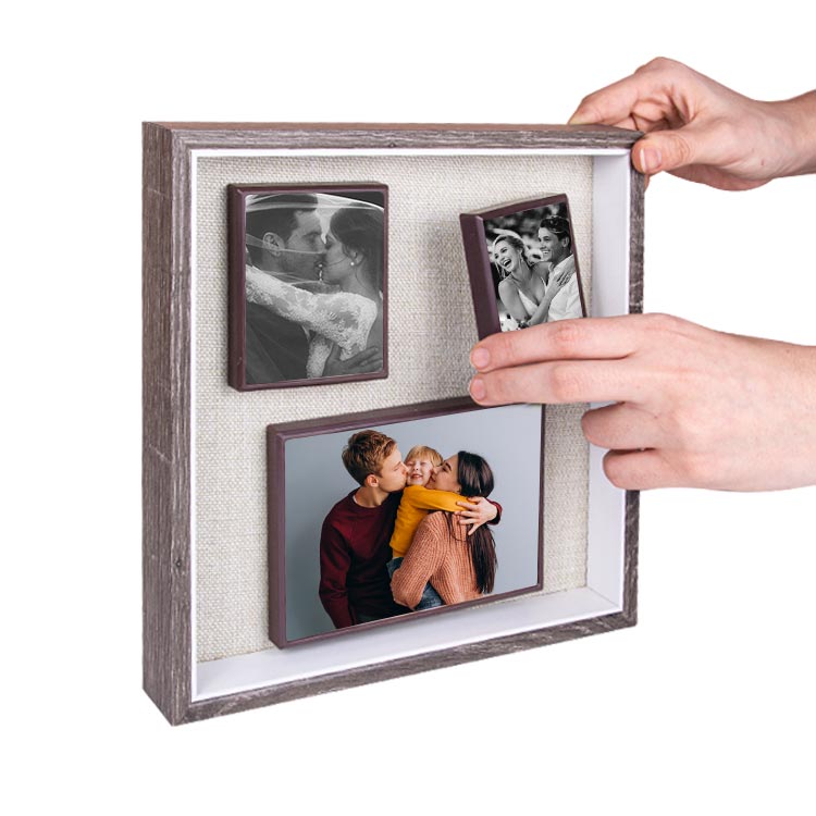 3 Piece Wooden DIY Magnetic Photo Frame 