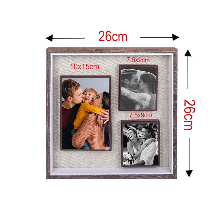 3 Piece Wooden DIY Magnetic Photo Frame 