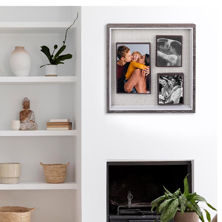 3 Piece Wooden DIY Magnetic Photo Frame - 3