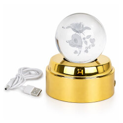 360 Derece Dönen Ledli I Love You Kristal Cam Küre Gece Lambası - NobbyStar