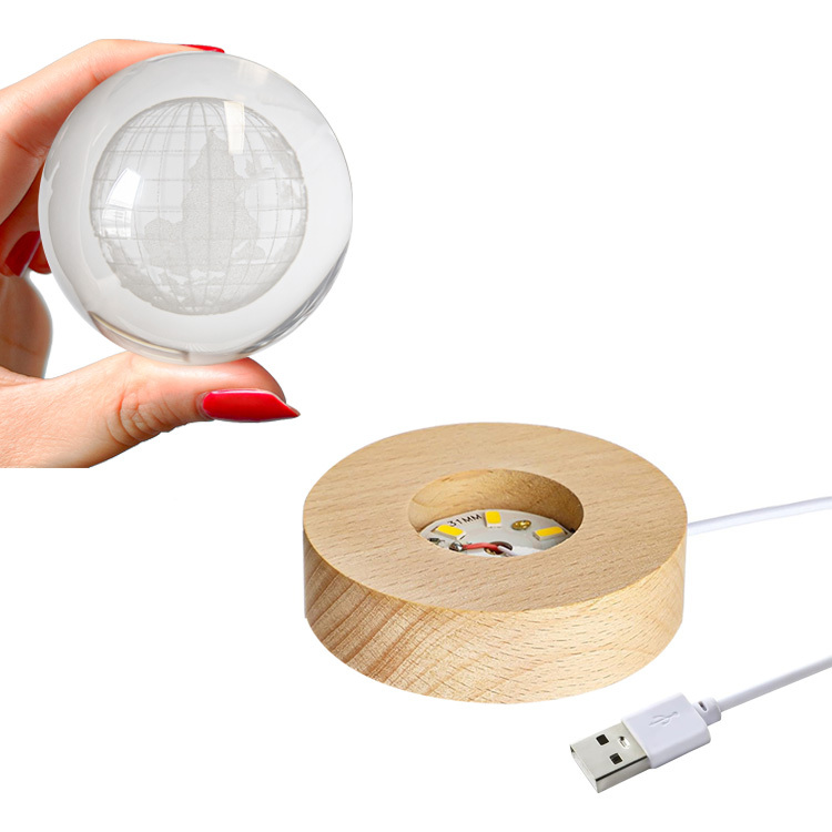 3D Led Işıklı Dünya Kristal Cam Küre Gece Lambası - 3