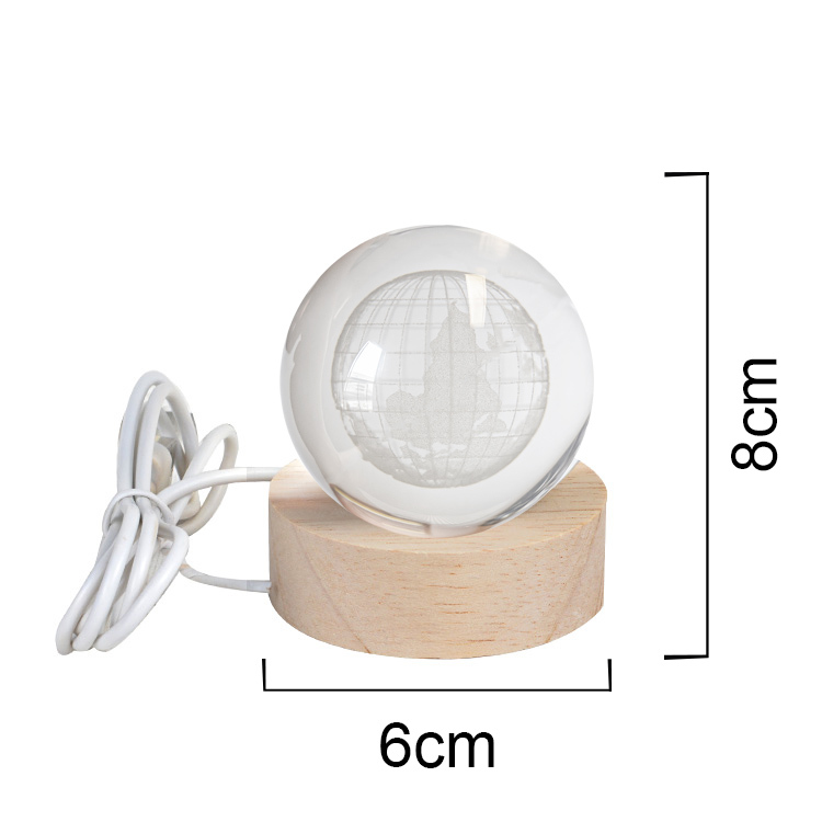 3D Led Işıklı Dünya Kristal Cam Küre Gece Lambası - 4