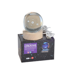 3D Led Işıklı Gezegen Kristal Cam Küre Gece Lambası - 6