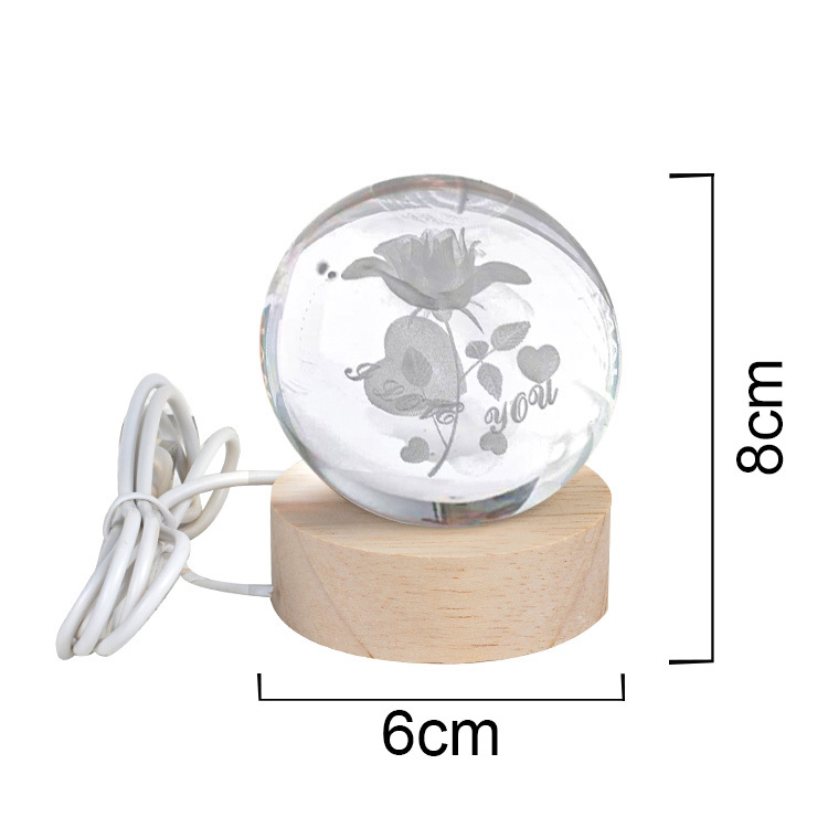 3D Led Işıklı I Love You Kristal Cam Küre Gece Lambası - 4