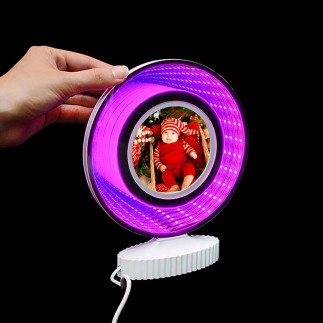 3d Ledli Mor Işıklı Aynalı Yuvarlak Fotoğraf Çerçevesi - 2