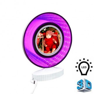 3d Ledli Mor Işıklı Aynalı Yuvarlak Fotoğraf Çerçevesi - 1