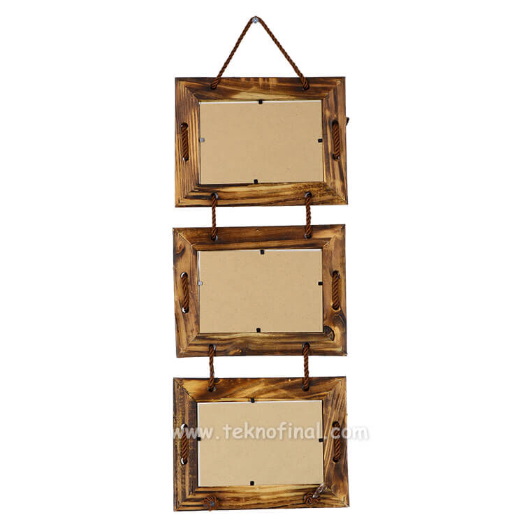 3'lü Bambu Fotoğraf Çerçevesi - 15x20cm - 5