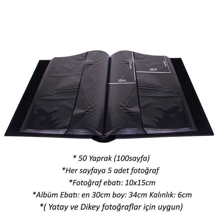 500'lük Deri Siyah Fotoğraf Albümü - 10x15cm - 2