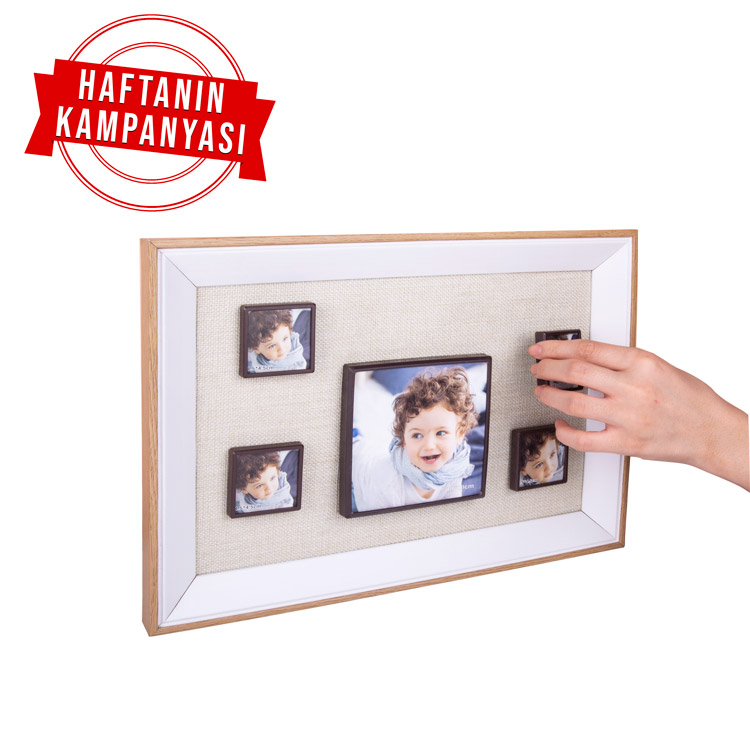 5'li Ahşap Magnetli Fotoğraf Çerçevesi - 25x35cm - 1