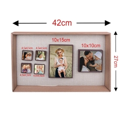 6 Piece Wooden DIY Magnetic Photo Frame 27x42 cm - Thumbnail