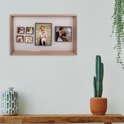 6 Piece Wooden DIY Magnetic Photo Frame 27x42 cm - Thumbnail