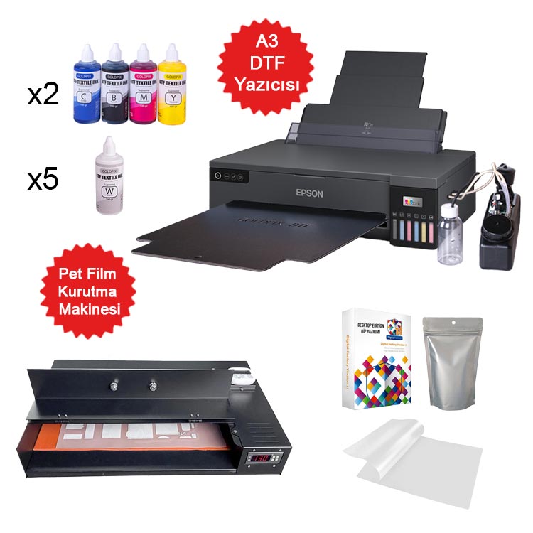 A3 Basic Modifiyeli DTF Tekstil Baskı Makine Seti - 1