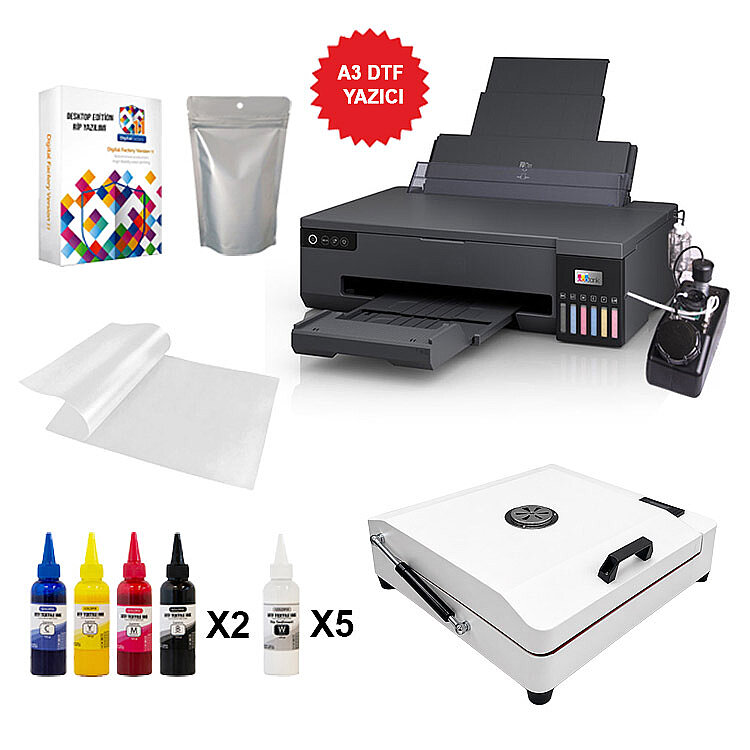 A3 Basic Modifiyeli DTF Tekstil Baskı Makine Seti - 1
