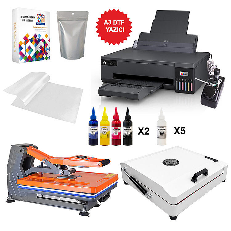 A3 Full Modifiyeli DTF Tekstil Baskı Makine Seti - 1