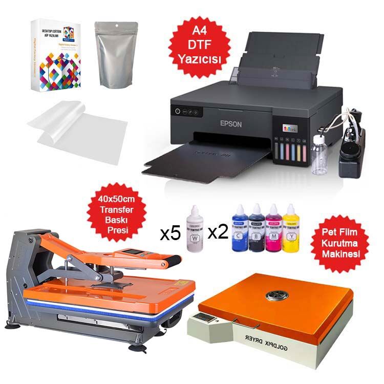 A4 Modifiyeli DTF Full Tekstil Baskı Makine Seti - 1