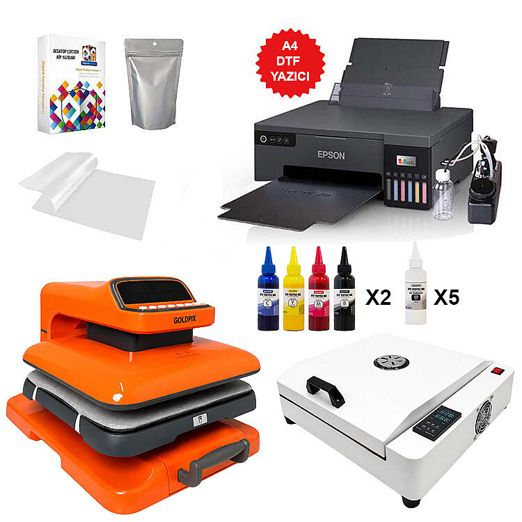 A4 Modifiyeli DTF Full Tekstil Baskı Makine Seti - 1