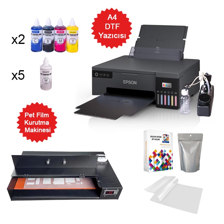 A4 Modifiyeli DTF Basic Tekstil Baskı Makine Seti - 1