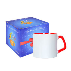 Süblimasyon Afili Kırmızı Porselen Kupa Bardak - Kutulu - NobbyStar