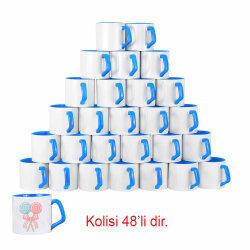 Süblimasyon Afili Mavi Porselen Kupa Bardak - Koli - 1