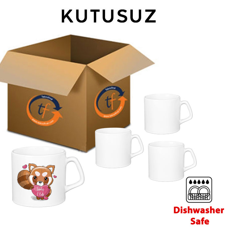 Afili Beyaz Porselen Kupa Bardak - Koli - 4