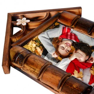 Ahşap Bambu Ev Fotoğraf Çerçevesi 13x18 - 3