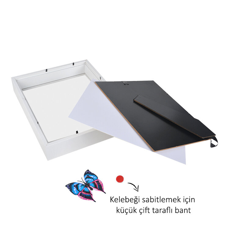 Ahşap Beyaz Derin Çerçeve Kutu - 22x27cm - 6