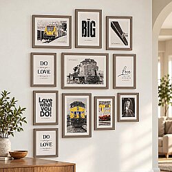 Ahşap Dekoratif Çoklu Duvar Fotoğraf Çerçeve Seti - 11 Parça - 2