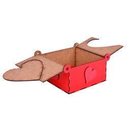 Ahşap Hediyelik Kırmızı Kutu - 15x15cm - 5