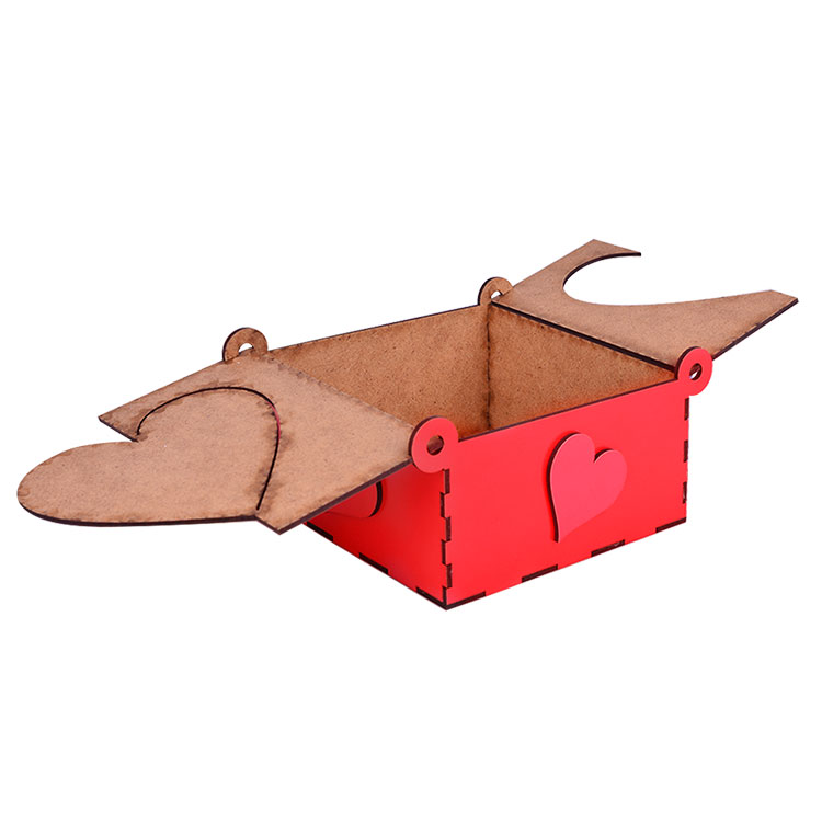 Ahşap Hediyelik Kırmızı Kutu - 15x15cm - 5