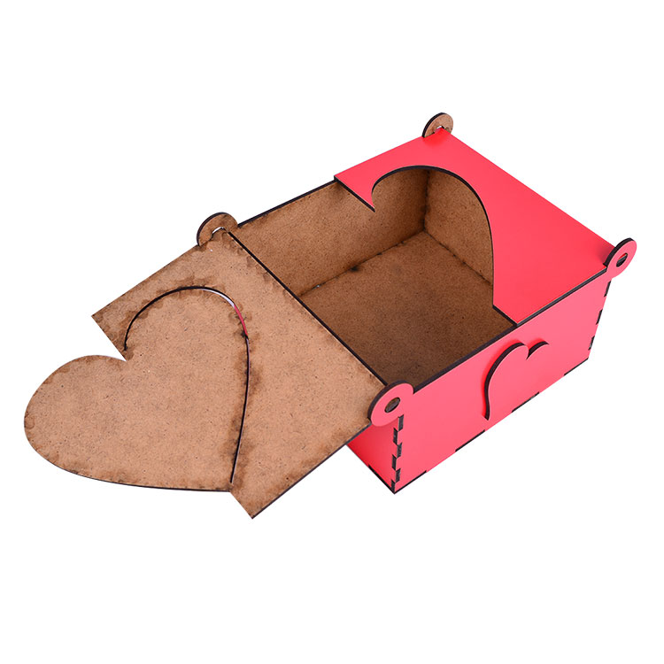 Ahşap Hediyelik Kırmızı Kutu - 15x15cm - 6