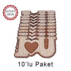 Ahşap I Love You 11x18cm Fotoğraf Çerçevesi - 10'lu Paket - 1