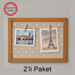 2'li Paket Ahşap Fotoğraflı İpli Mandallı Fotoğraf Çerçevesi - 25x33cm - 1