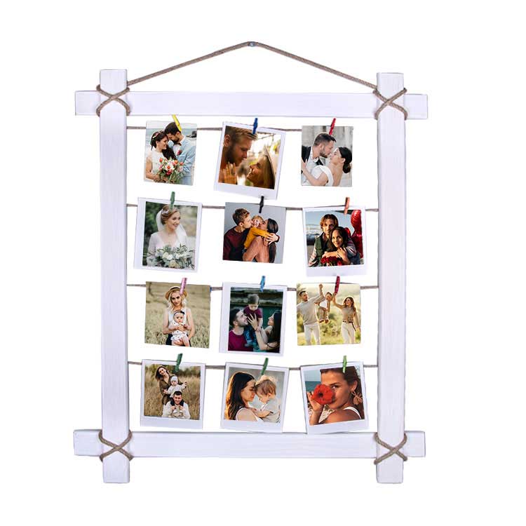 Ahşap İpli Mandallı Duvar Fotoğraf Çerçevesi - 50x60cm - 10