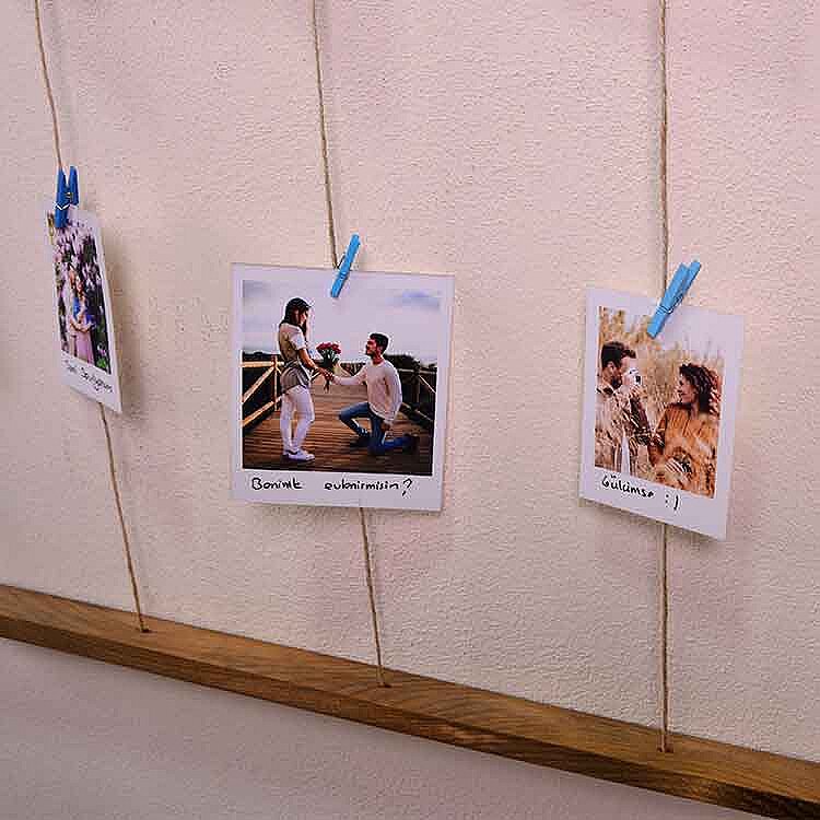 Ahşap İpli Mandalı Fotoğraf Çerçevesi - 50x70cm - 5