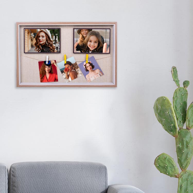 Ahşap İpli Mandallı Fotoğraf Çerçeve - 27x42cm - 2
