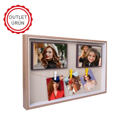 Ahşap İpli Mandallı Fotoğraf Çerçeve - 27x42cm - 1