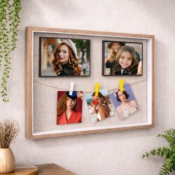 Ahşap İpli Mandallı Fotoğraf Çerçeve - 27x42cm - NobbyStar (1)