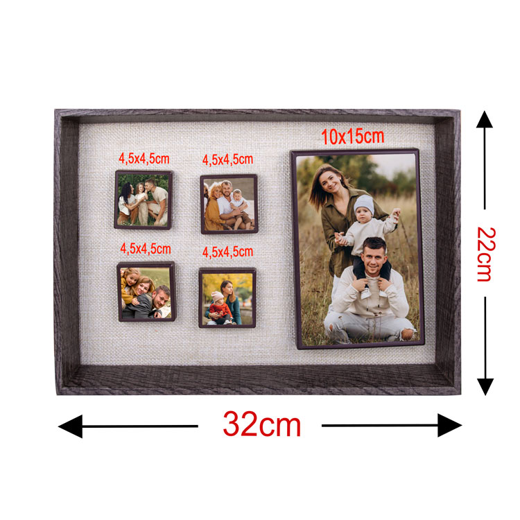 5'li Ahşap Fotoğraflı Magnet Anı Çerçeve - 22x32cm