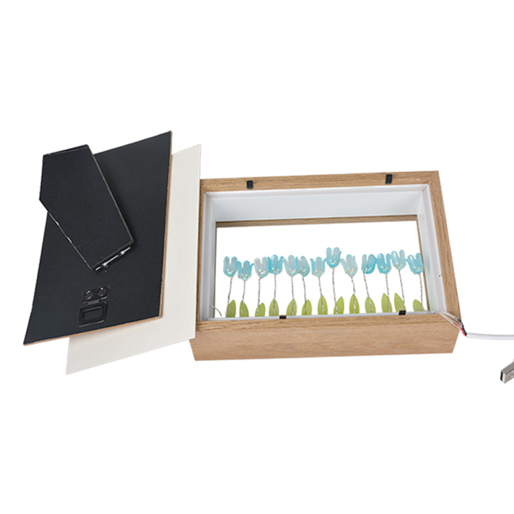 Ahşap Led Işıklı Laleli Fotoğraf Çerçevesi - 4