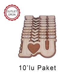 Ahşap I Love You Fotoğraflı Magnet - 10'lu Paket - 1