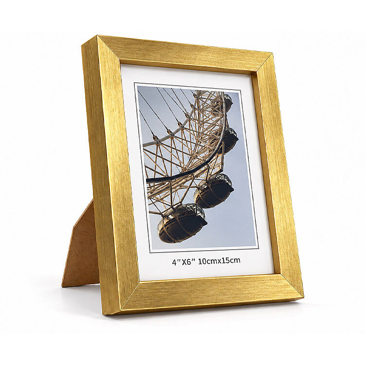 Ahşap Metalik Gold Fotoğraf Çerçevesi - 10x15cm - 1