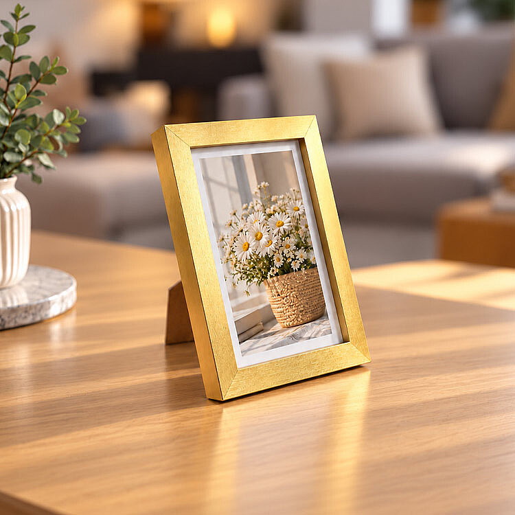 Ahşap Metalik Gold Fotoğraf Çerçevesi - 10x15cm - 2